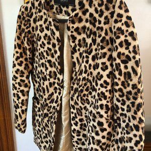 Cotton blend leopard print coat Zara lined